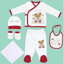 Bk Kids Kişiye Özel Hastane Çıkışı, Bebek Kıyafeti, Yeni Doğan Bebek Hediyesi, 6 Parça Kırmızı Bebek Elbise Giyim Seti-4