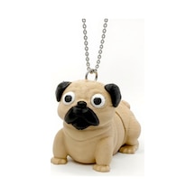 Sevimli Pug Köpek Figürlü Hareketli Anahtarlık
