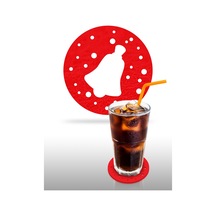 Yılbaşı Temali -3 Desenli Kırmızı Keçe Bardak Altlığı  6'lı Takım Kırmızı