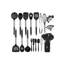 Guojin 26 Parça Paslanmaz Çelik Silikon Uçlu Spatula Seti Siyah