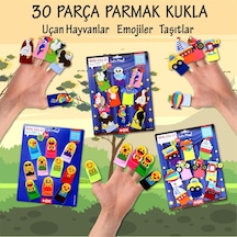3 Set - 30 Parça Tox Taşıtlar Emojiler Ve Uçan Hayvanlar Parmak