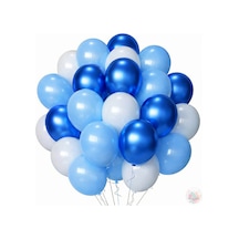 Metalik Mavi Ve Açık Mavi Beyaz Balon Seti 24 Parça A Kalite Balon, Parti Ve Doğum Günü Seti Bebek Mavisi