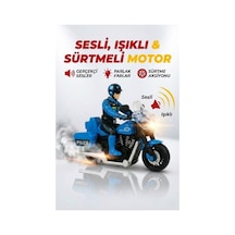 Oyuncak Sürtmeli Sesli Işıklı Motorcu 13 Cm Figürlü Mavi Motor Çok Renkli