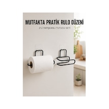 Astraltech 2 Li Siyah Metal Rulo Kağıt Tutucu Yapışkanlı Banyo Ve Mutfak Kağıtlık Çok Renk