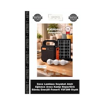 Gece Lambası Seyahat Aleti Eğlence Aracı Kamp Hoparlörü Güneş Enerjili Fenerli Ysf200 Siyah