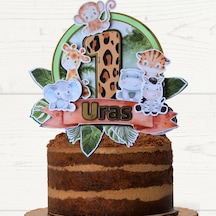 Safari Temalı Kişiye Özel Doğum Günü Pasta Parti Süsü Cake Topper