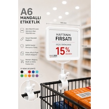A6 Fiyatlık Mandallı Etiketlik Sepet Raf Askılık Fiyat Etiketi Çerçeveli Market Mağaza Beyaz