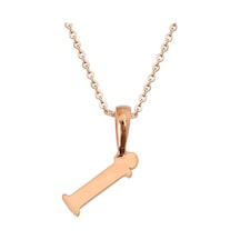 Kuyumcudukkani Zincirli Rose Altın Renk "i" Harfli Kolye Rose Gold - Gümüş