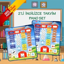 2 Set - 86 Parça Tox Ingilizce Takvimi Öğreniyorum Keçe Duvar Pan