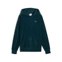 Puma Ess Elevated Velour Hoodie Kadın Yetişkin Sweatshirt Yeşil