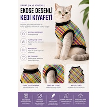 Renkli Ekose Kedi Kıyafeti Rahat Kalıp Günlük Kullanım Kedi Tişörtü