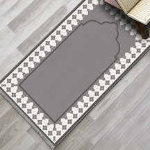 Evaşk Namazlık Dokuma Halı Kaymaz Muslumana Seccade80 x 130 Gri EVASK802C80