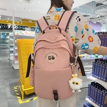 Dancemonkey Tarzı Sırt Sırt Pembe Okul Kolej Kapasiteli Kadın İşlemeli Çantası Çantası Çantası Büyük Bilgisayar Zj Pembe