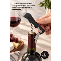 2 Adet Paslanmaz Çelik Tirbuşon Şişe Açacağı 1. Kalite Metal Tasarım, Şarap Açacağı Corkscrew Bottle Opener 18 4 Cm