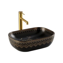 Ey-7033s Tezgah Üstü Lavabo Beyaz & Altın Çok Renkli