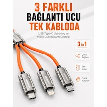Mey İthalat Çinko Alaşımlı Metal Konnektörlü Dayanıklı 6a Hızlı Şarj Kablosu -