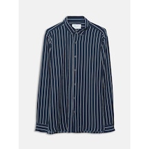 Lcw Vision Lacivert Slim Fit Uzun Kollu Çizgili Erkek Gömlek