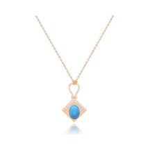 Diamond Line-Gülaylar - Pembe Altın 14 Ayar Firuze Taş Kolye 414903704