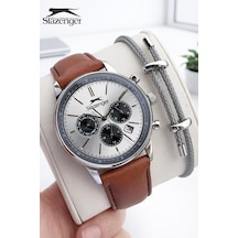 Slazenger Deri Kordon İç Fonksiyonları Aktif 10 Atm Suya Dayanıklı Erkek Kol Saati Esl.9.2539.x1 Gümüş