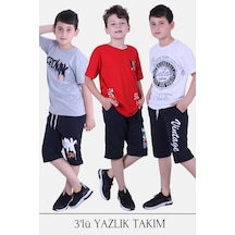 Fyk Kids 3'lü Nuk Dg Zoone Vintage Yazı Detaylı Erkek Çocuk Yazlık Takım Çok Renkli
