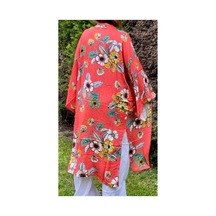 Lila Mare Viskon Kumaşlı Handmade Beachwear Yazlık Kimono Standart Bedenlere 36-44 Arası Uygundur Renkli Renkli