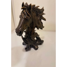 At Kafası Kaideli At Başı Biblo Ahşap Görünümlü El İşi Polyester