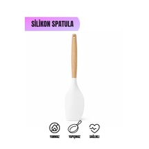 Silikon Sıyırma Spatulası Isıya Dayanıklı Yapışmaz Kazıyıcı Ve Karıştırıcı Mutfak Spatulası Beyaz