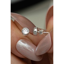 Nereze 925 Ayar Gümüş Rodyum Kaplama Beyaz Taşlı 5 Mm Tektaş Küpe