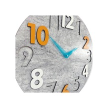 CajuArt Modern Yuvarlak Gri Desen Turuncu Beyaz 40 cm Duvar Saati Turuncu