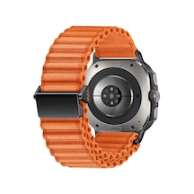 Galaxy Uyumlu Watch Ultra 47mm Zore Krd-120 Naylon Kumaş Hasır Örgülü Kordon-turuncu