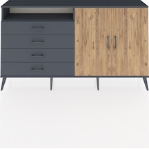 Arges Konsol 3 Raflı 4 Çekmeceli 2 Kapaklı 176x30x99 Antrasit-çam/antrasit Atlas Çam/antrasıt - Antrasıt