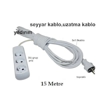 Seyyar Kablo Uzatma Kablo Ara Kablo 15 Metre 3 Lü Grup Priz