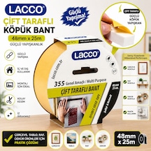Lacco Çift Taraflı Köpük Bant 48 Mm X 25 M Güçlü Yapışkanlı Montaj Bandı Çok Amaçlı Beyaz 1 Adet