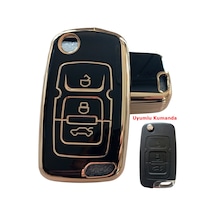 Geely Emgrand Uyumlu Nano Anahtar Kılıfı Kumanda Kılıfı Oto Anahtarlık Siyah Gold