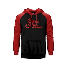 Children Of Bodom Yazı Kırmızı Renk Reglan Kol Kapşonlu Sweatshirt Kırmızı