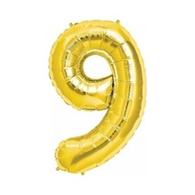 Balon Parti 9 Rakamı Gold Folyo Balon 102 Cm Sarı