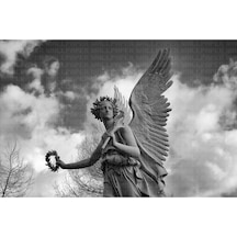 Melek Heykeli Ve Bulutlar Poster Duvar Kağıdı Renkli
