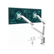 Std49024w Elysium 17"-32" Çift Monitör Kolu, Ultra İnce Alüminyum Amortisörlü Stand, 2x9kg Vesa Tutucu, Beyaz