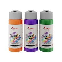 Yeşil, Mor, Turuncu Akrilik Boya 3'lü Set 3x60 Ml