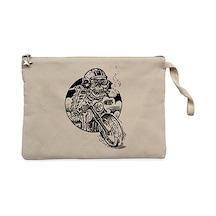 Skull Smoker Rider Krem Clutch Astarlı Cüzdan / El Çantası Krem