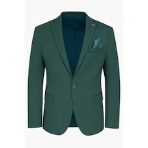 Plus Scorpion Petrol Yeşili Erkek Blazer Ceket Esnek Comfort Kumaş, Slim Fit İtalyan Kesim Tek Düğmeli Model Petrol Yeşili