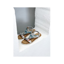 Guja 25y173-1 Renkli Taşlı Comfort Sandalet Kadın Gumüş