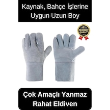 Özel Üretim Uzun Boy Isıya Dayanıklı Rahat Yangın İçin Kaynakçı Yanmaz Çok Amaçlı Bahçe Deri Eldiven