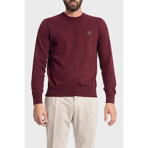 Boss Pamuk Ve Kaşmir Karışımlı Regular Fit Bisiklet Yaka Kazak Erkek Kazak 50527583 618 Bordo