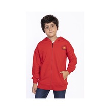 Toontoy Erkek Çocuk Baskılı Kapşonlu Hırka Kırmızı