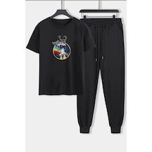 Uyguntarz Unisex Nasa Baskılı 2'li Eşofman Takımı Siyah
