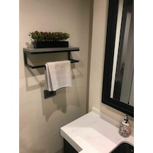 lyla concept FULYA Banyo Ahşap Raflı Metal Havlu, Şal Askılık Çok Renkli