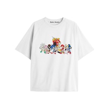 Kalic Studio Unisex Bay Sonic Desenli Beyaz Yazlık T-shirt Beyaz-187