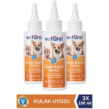 Veturel Kedi Kulak Temizleme Solüsyonu Kir Enfeksiyon Kaşıntı Koku Önleyici Bakım 3 x 100 ML