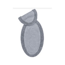 Cotton Special %100 Pamuk 2'li Oval Osmanlı Desen Pamuklu Klozet Takımı Gri Renkli